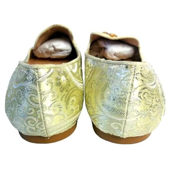 Elegant Slip-On Brocade Flats Slippers Ballet Size 8.5 Embellishment Gold Silver - Picture 5 of 10
